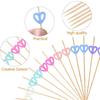 VV 100Pcs New Heart Cocktail Picks Toothpicks Skewers Bamboo Appetizer Sticks Decorations For Food Drinks Fruits Dessert