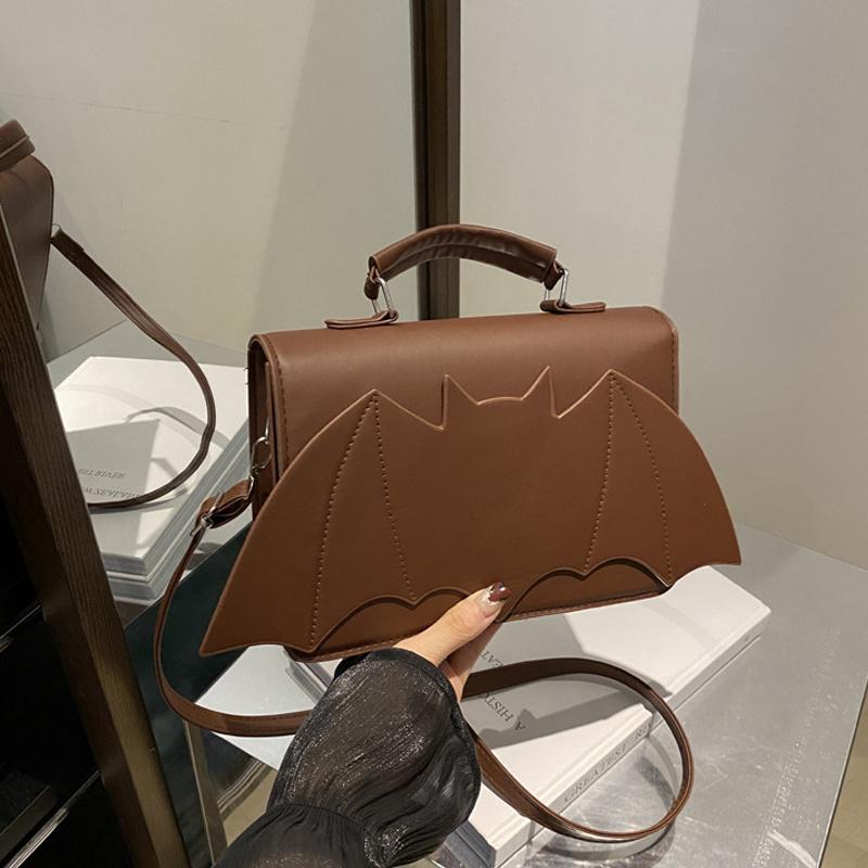 Yogodlns Gothic Women Shoulder Bag Bat Wing Ladies Top-handle Bags Creative Chic PU Leather Handbag Halloween Novelty Crossbody Bag Purse