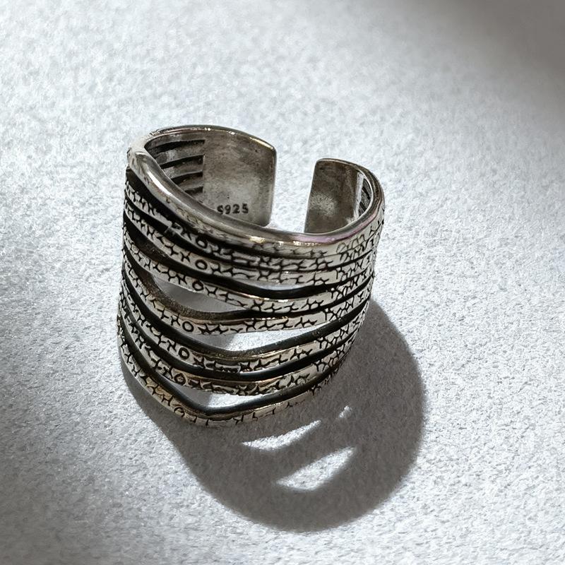 Sam Panda 925 Silver Simple Ring For Women Fine Jewelry Finger Adjustable Open Vintage Big Ball Ring For Party Birthday