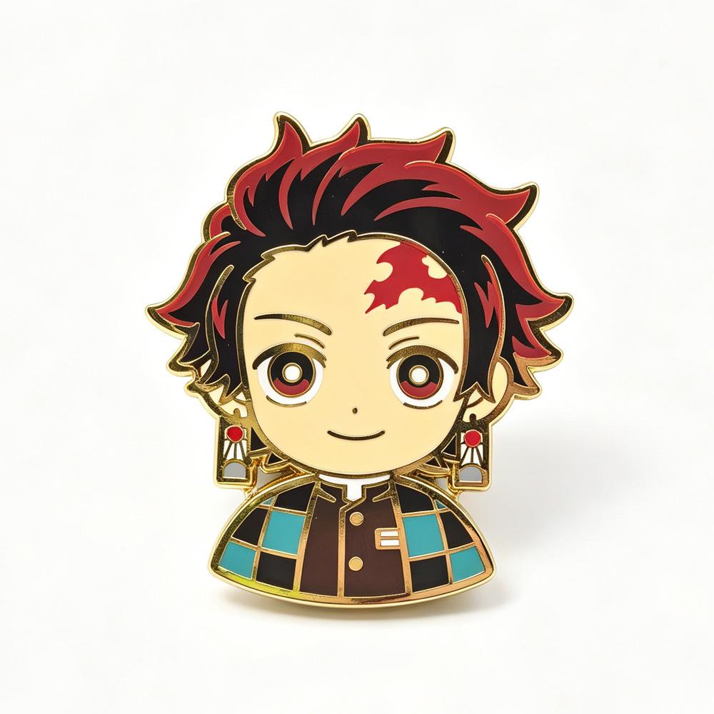 Demon Slayer Pins Tanjiro Metal Brooch Anime Cartoon Badge for Clothes Bags Accessories Pins
