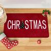 Red Christmas Print Faux Cashmere Bath Mat - Non-Slip Shower Rug & Festive Entryway Doormat