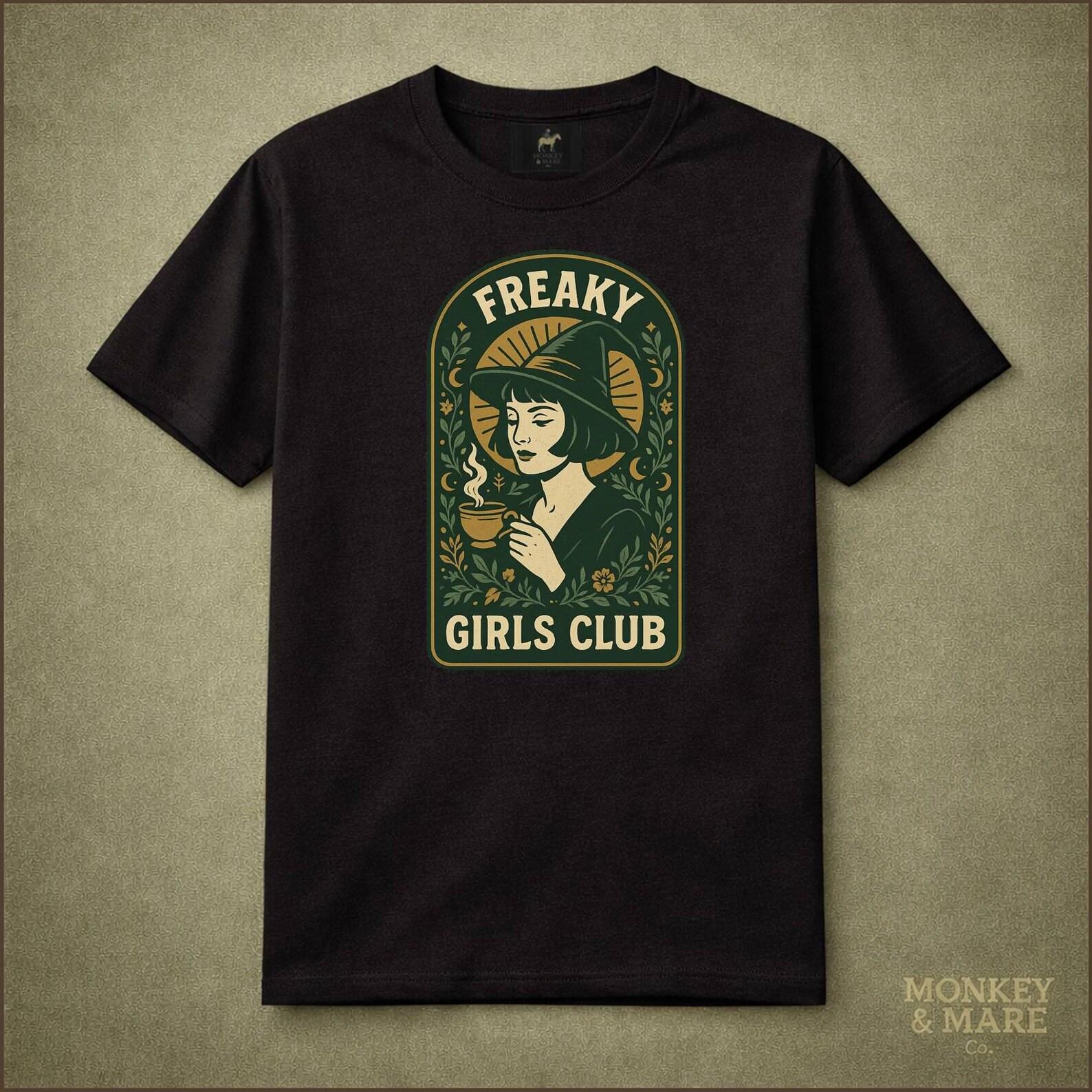 Vintage Witch Shirt, Freaky Girls Club, Witchy Dark Feminine Occult Tee M
