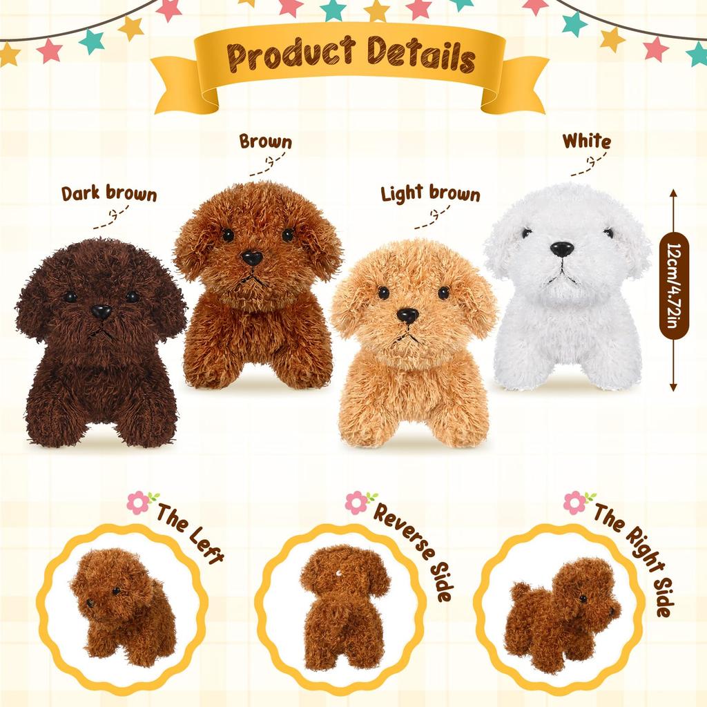 Teddy Dog Plush Toys 4.72 Inch Stuffed Puppy Dogs Mini Plush Dogs for Adopt a Puppy Party Favors Christmas Baby Shower Birthday
