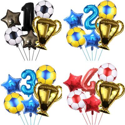 32-inch Digital Football 6-piece Aluminum Film Balloons Set - Birthday Party Gift - World Cup Football Balloons
