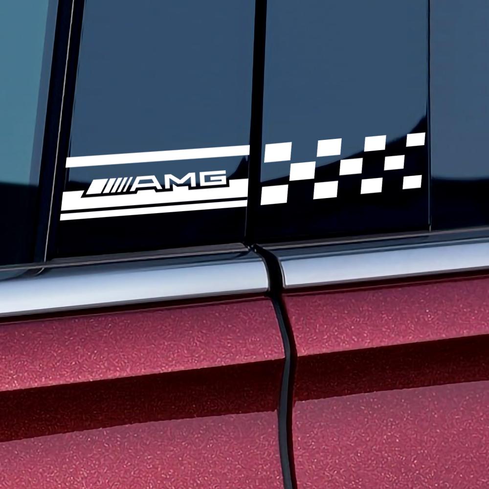 Car Styling Car Side Window B Pillar Decortion Decals PVC Auto Emblem Stickers For Mercedes Benz AMG W124 W202 W203 W204 W210