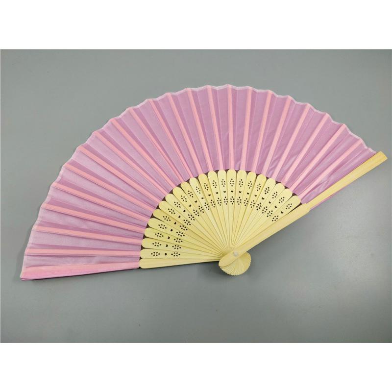 Beige Bamboo and Silk Multi-Color Cloth Fan for Weddings and Gifts