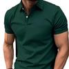 Men's Solid Color Button Short-Sleeve Polo Shirt