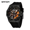 Fashion Wheel Hollow Rotating Watch for Men Silicone Strap Waterproof Luminous Sports Men's Quartz Watches