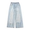 Girls' Ripped Jeans Children's Fashionable Lace Wide Leg Pants Summer Pants