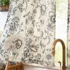 Cotton Linen Rod Pocket Floral Filtering Window Curtain for Living Room Bedroom Drapes Shower Curtain Luxury Country Farmhouse