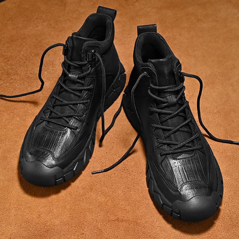 Heiß verkaufende Marke Herren Lederstiefel Dicksohlige Herren High Top Schuhe Trendige Herren Freizeitschuhe Warme Plüsch Herren Reitstiefel