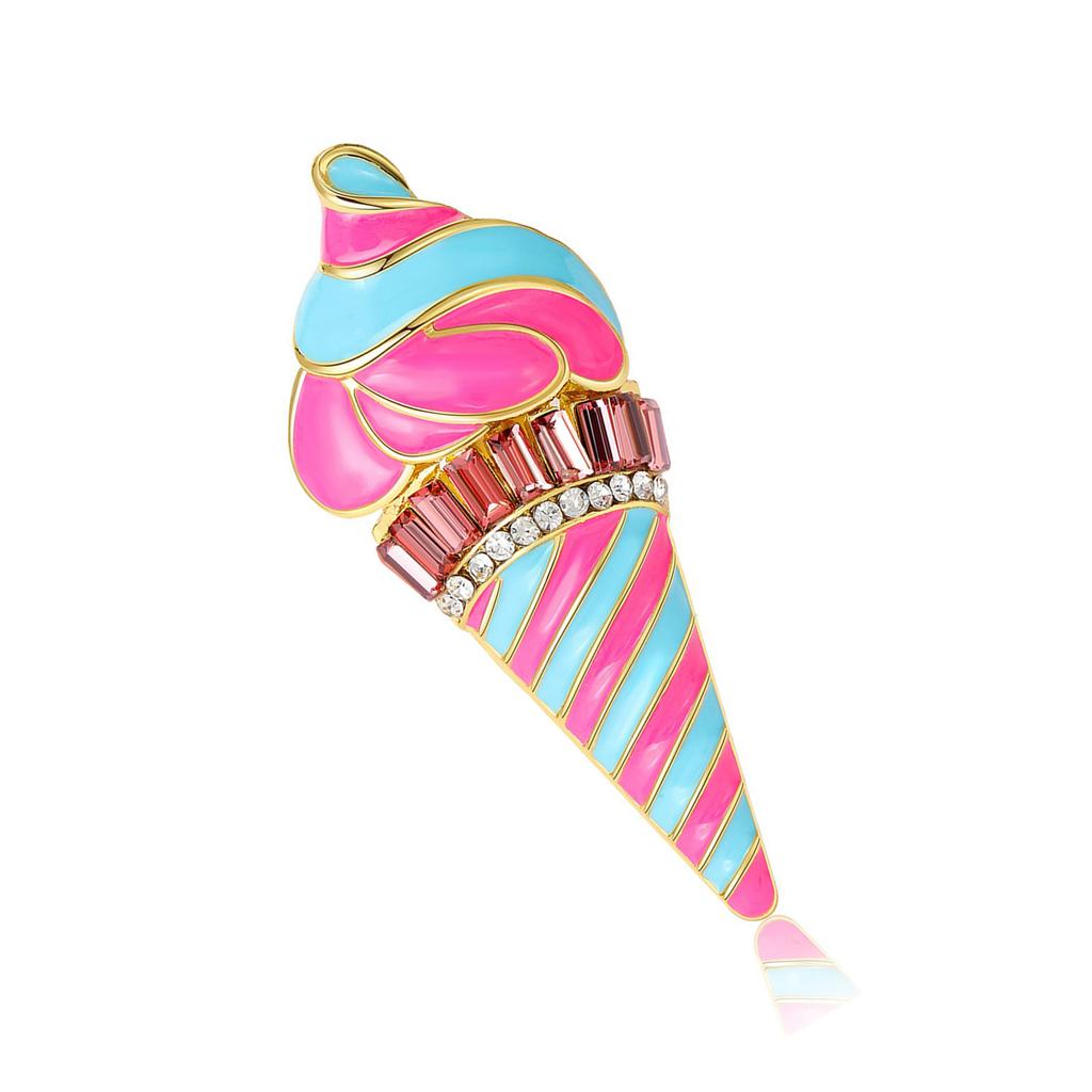 Colorful Sophisticated Ice Cream Brooch Elegant Vibranting Color Drip Oil Designs Accessory for Costumes Enhancements