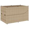Folding Sun Lounger with Cushion and Storage Space Beige Poly Rattan