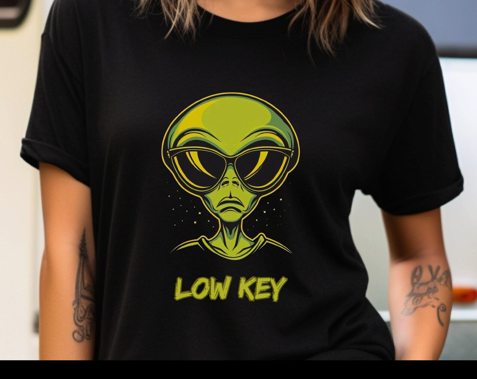 Low Key Alien Sunglasses Shirt: Extraterrestrial Tee XL
