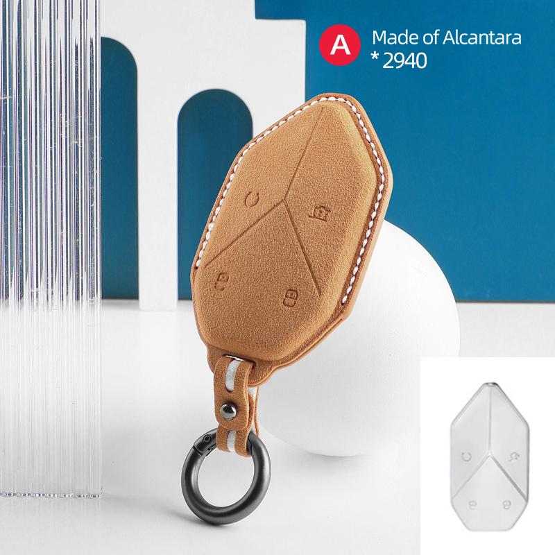 For BYD DMI Formula leopard 5 Car Key Case Alcantara Suede Keychain Cover Shell Protector Auto Interior Accessories 2025 2025