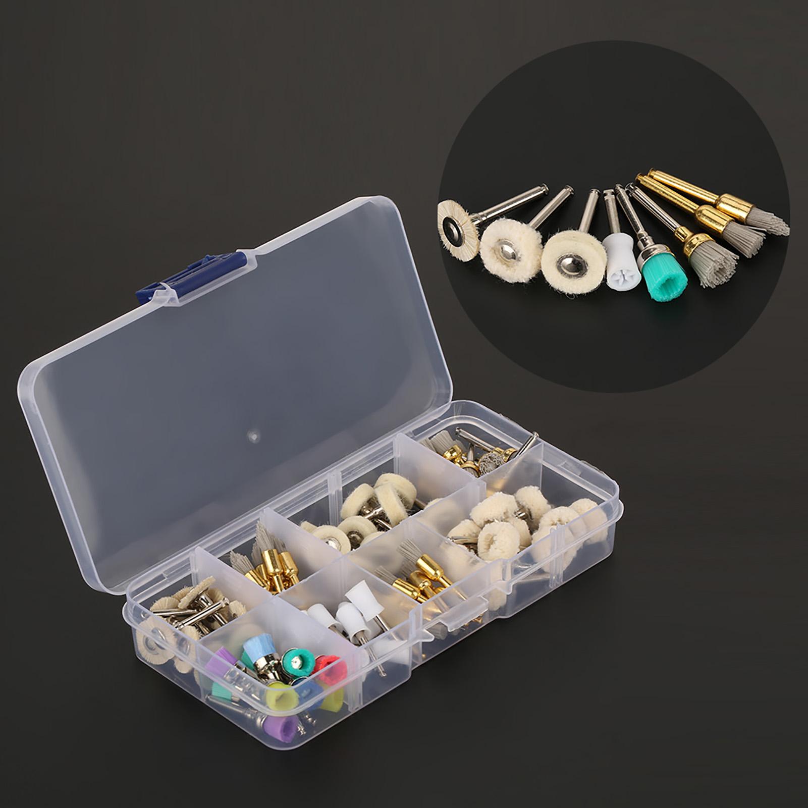 

Набор стоматологических инструментов из 80 предметов: полировальная чашечка из оксида алюминия, нейлоновая щетка, хлопковая вата, войлочное колесо