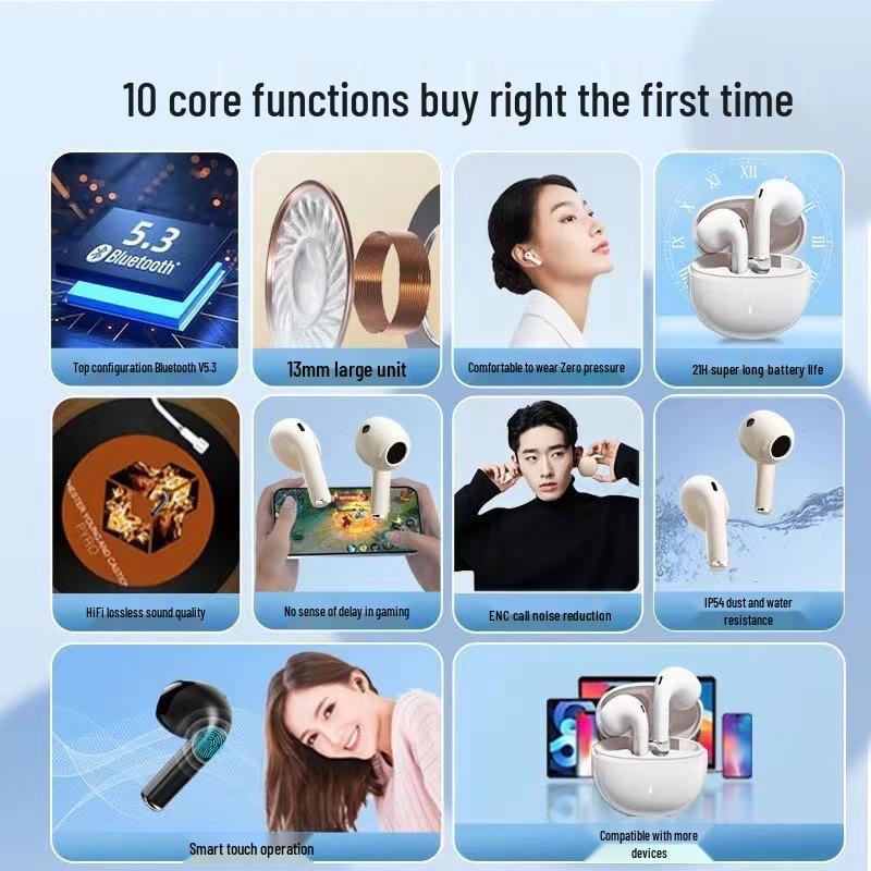 25 New H7 Bluetooth Noise-Cancelling Wireless Semi-In-Ear Universal Sports Gaming Headphones