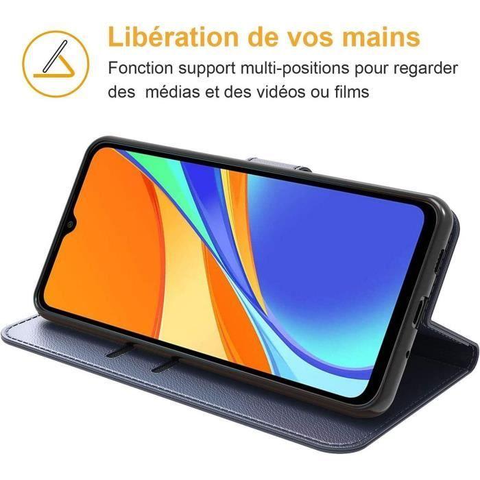 Case for Redmi 10A Magnetic Closure Leather Effect Solid Elegant Navy Blue