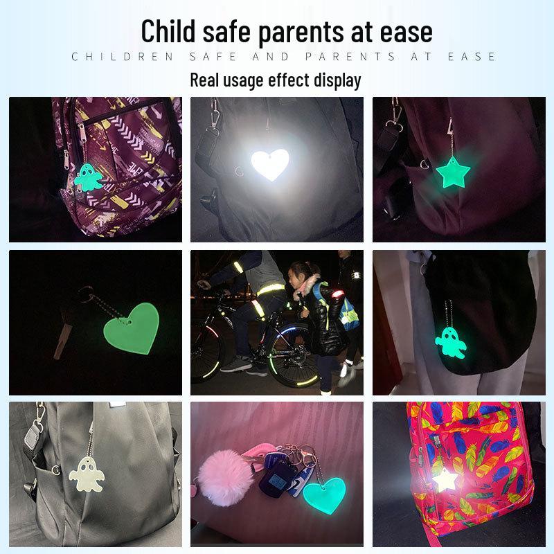 Luminous Star & Heart Glow Pendant Keychain with Reflective Ribbon Charms