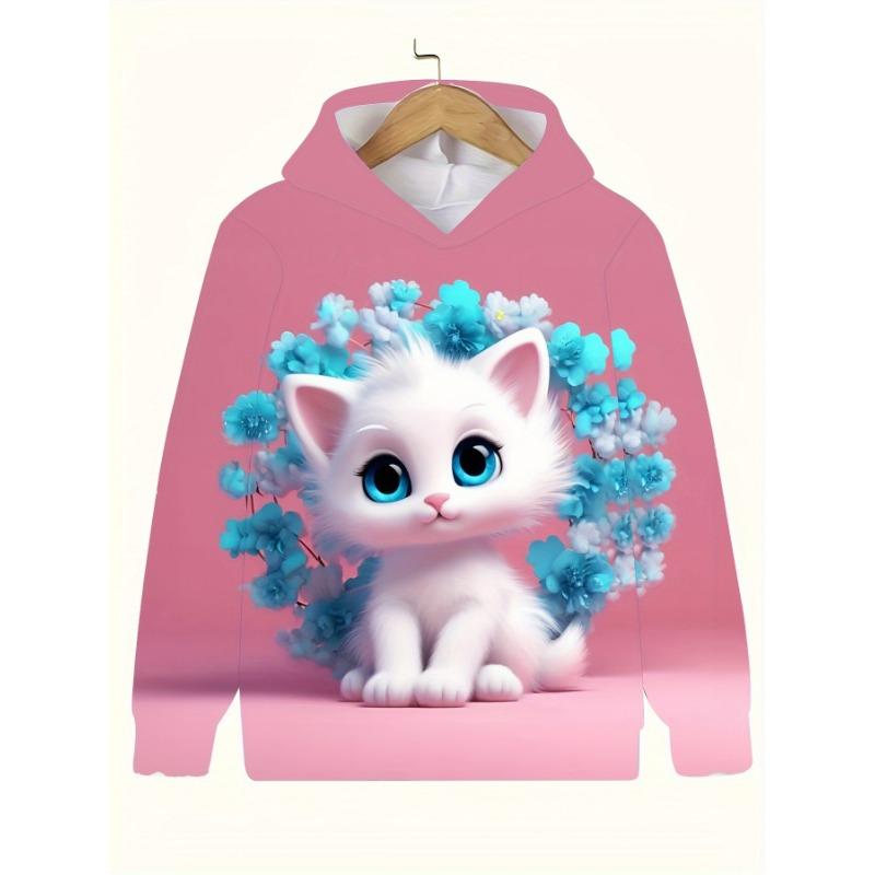 Dětské oblečení Dívčí mikiny s dlouhým rukávem 3D Roztomilá zvířátka Potisk Děti Jaro Podzim Oblečení Ležérní Kawaii Venkovní Dívčí Oblečení Topy