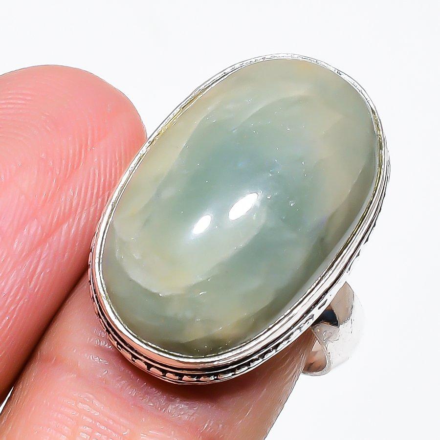 Aquamarine Gemstone Handmade 925 Sterling Silver Jewelry Ring Size 7.5 KJ-479