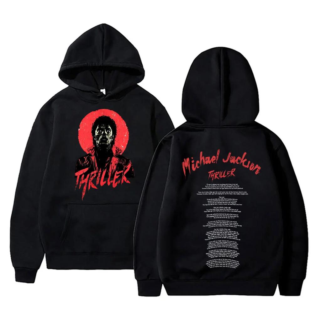Felpa con cappuccio grafica Michajackson Re del Pop Uomo Donna Vintage Gotico Rock Felpa Uomo Hip Hop Punk Felpe con cappuccio oversize