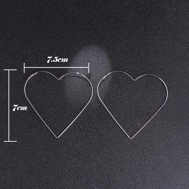 Heart Shaped Large Earrings Round Circle Earrings Gold Zinc Alloy Personalized Nightclub Earrings