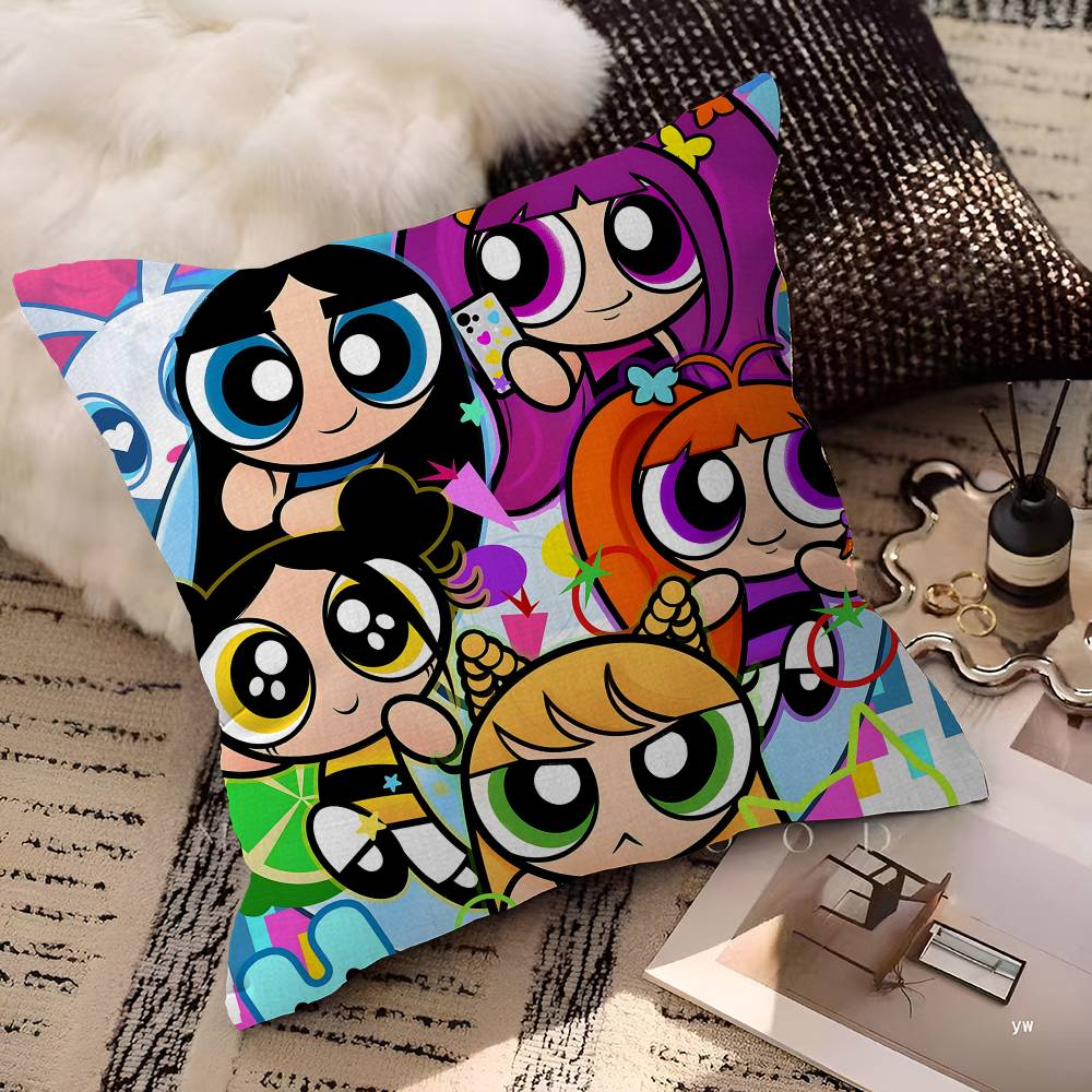 

P-Powerpuff Anime G-Girls Personalized Picture Text Home Decorative Pillows Household Gifts 45x45cm 12x12Inch