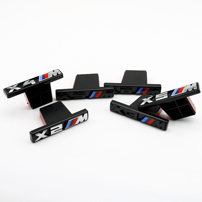 BLS1 For BMW M Power X5 X6 Front Grille Emblem X3 X4 Gloss Black White 3D ABS Logo X2 Performance Badge Auto Car Exterior Accessories