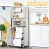 High-end kitchen buffet, 3-door, 3-drawer kitchen cabinet with worktop, 60 x 40 x 160 cm, white