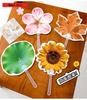 Kawai Cute Special Shaped Leaf Plastic Fan for Students in Summer PP Hand Cranked with Beautiful Flowers and Portable Small Gift