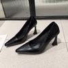 Fashion French Black Heels Fashion 2025 Sexy New Pointed Toe Patent Leather Single