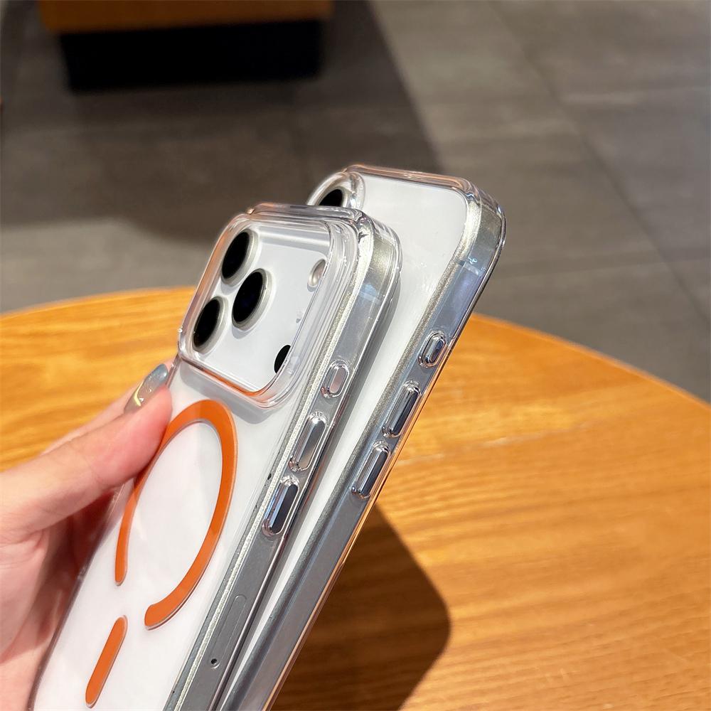 Transparent for Magsafe Hard PC Case for iPhone 17 Pro Max Air Magnetic Wireless Charging Candy Color Clear Ultra Slim TPU Cover