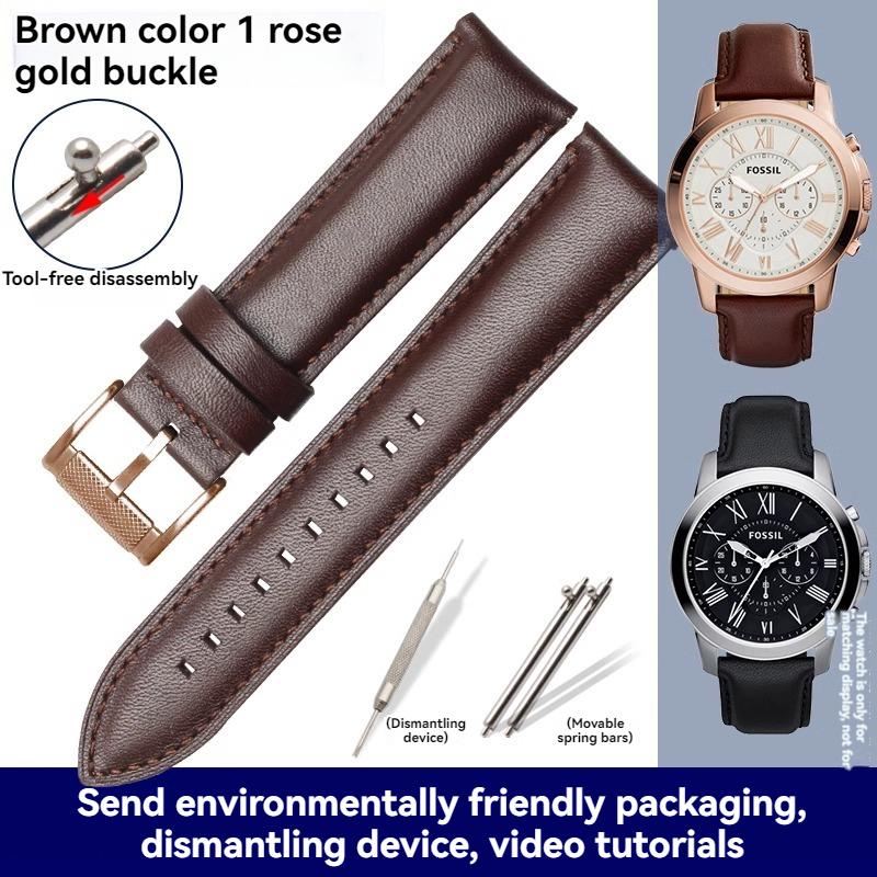 For Fossil Cowhide Leather Strap Men Black Blue Wristband Q Smart FTW1114 ME3110 FS5436 Quick Release Watchband 20mm 22mm 24mm