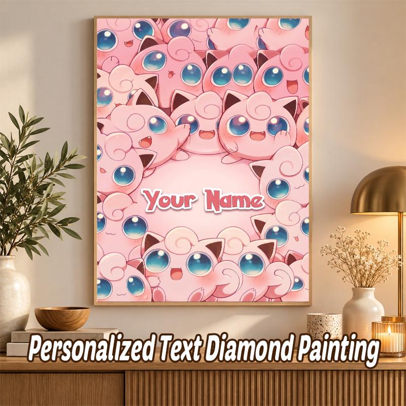 Jigglypuff Custom Name Diamond Painting Personalized 5D Full Drill DIY Diamond Art Home Decor