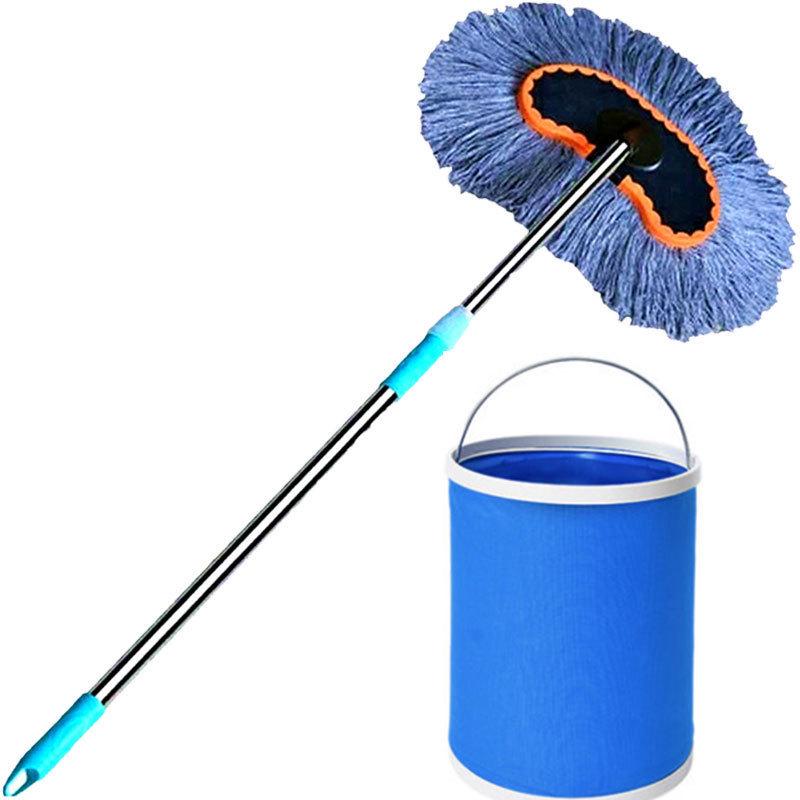 Telescopic Car Wash Mop with Long Handle and Soft Bristle Brush