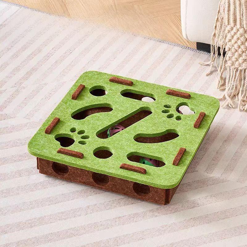 

Cat Puzzle Toy Felt Puzzle Box Cat Exercise Toy with Ball Indoor Sports Entertainment Hunting Cat Toys for Indoor Cats зелений