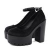 Primavera otoño zapatos de tacón de plataforma sexis para mujer zapatos de tacón alto grueso zapatos de mujer suela de goma negra calzado de gamuza para exteriores