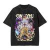 Oversized Anime T-shirt Man Women Vintage Washed Short Sleeve Tee Streetwear Loose Casual Top Summer Y2k
