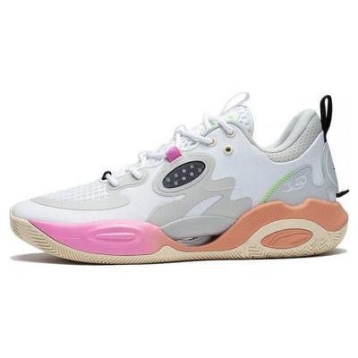 Zapatillas de Baloncesto de Caña Baja Li Ning Wade Allday Antideslizantes Resistentes al Desgaste Transpirables para Hombre Zapatillas Deportivas Blanco Gris ABPT007-6