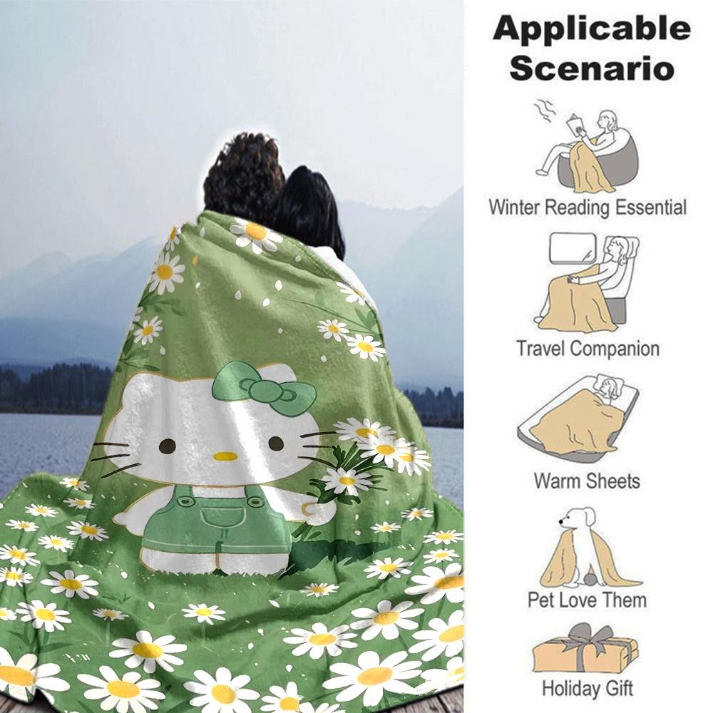 1 szt. Koc Hello Kitty Lekki flanelowy pled na sofę łóżko podróż camping salon biuro kanapę fotel