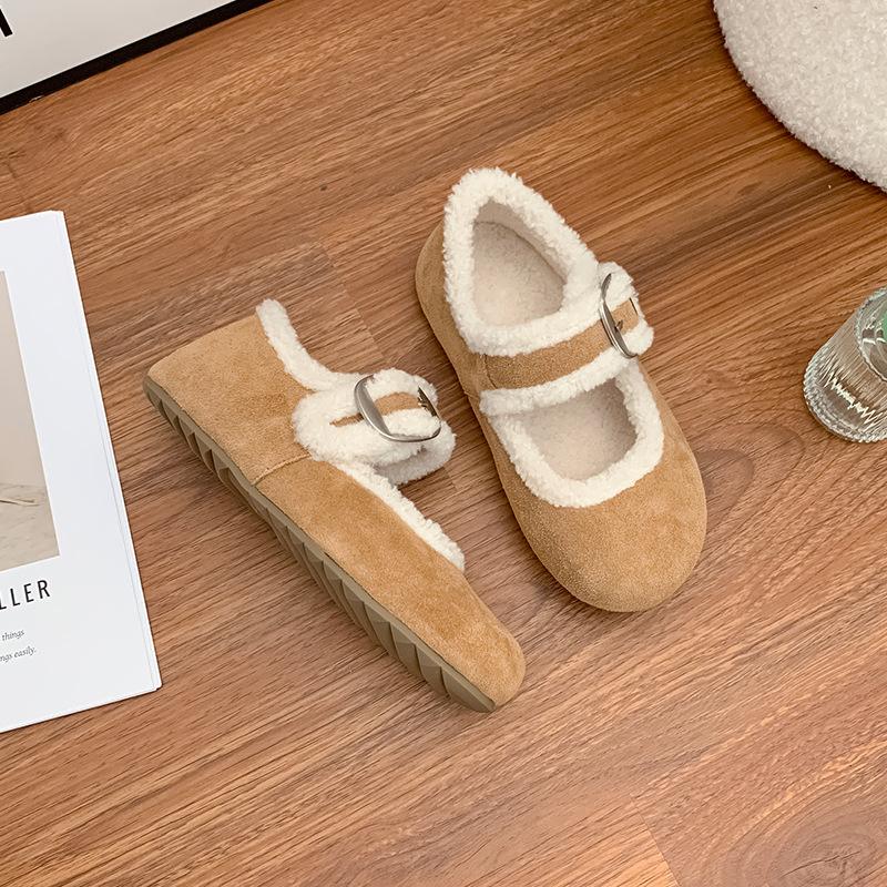 2025 winter new thick fluff shoes women's fashion versatile big head cute ugly Boken shoes comfortable warm cotton shoes