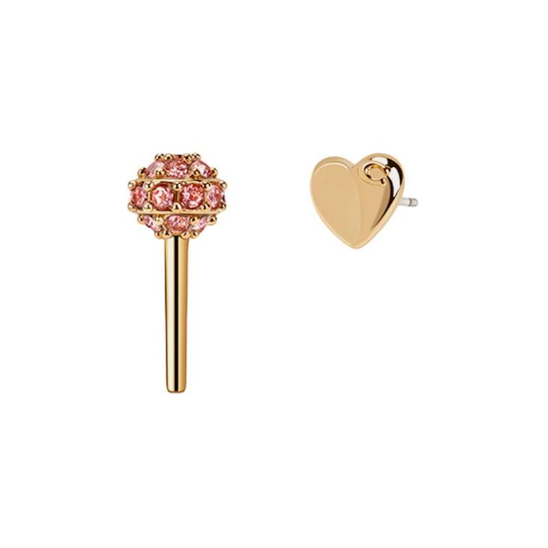 COACH Inlay design copper stud earrings women s gold