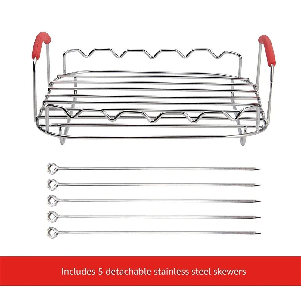 8-calowy kwadratowy grill ze stali nierdzewnej, frytkownica powietrzna ze szpikulcami do kebabów, wielokrotnego użytku do gotowania na parze i pieczenia, akcesoria do frytkownicy powietrznej