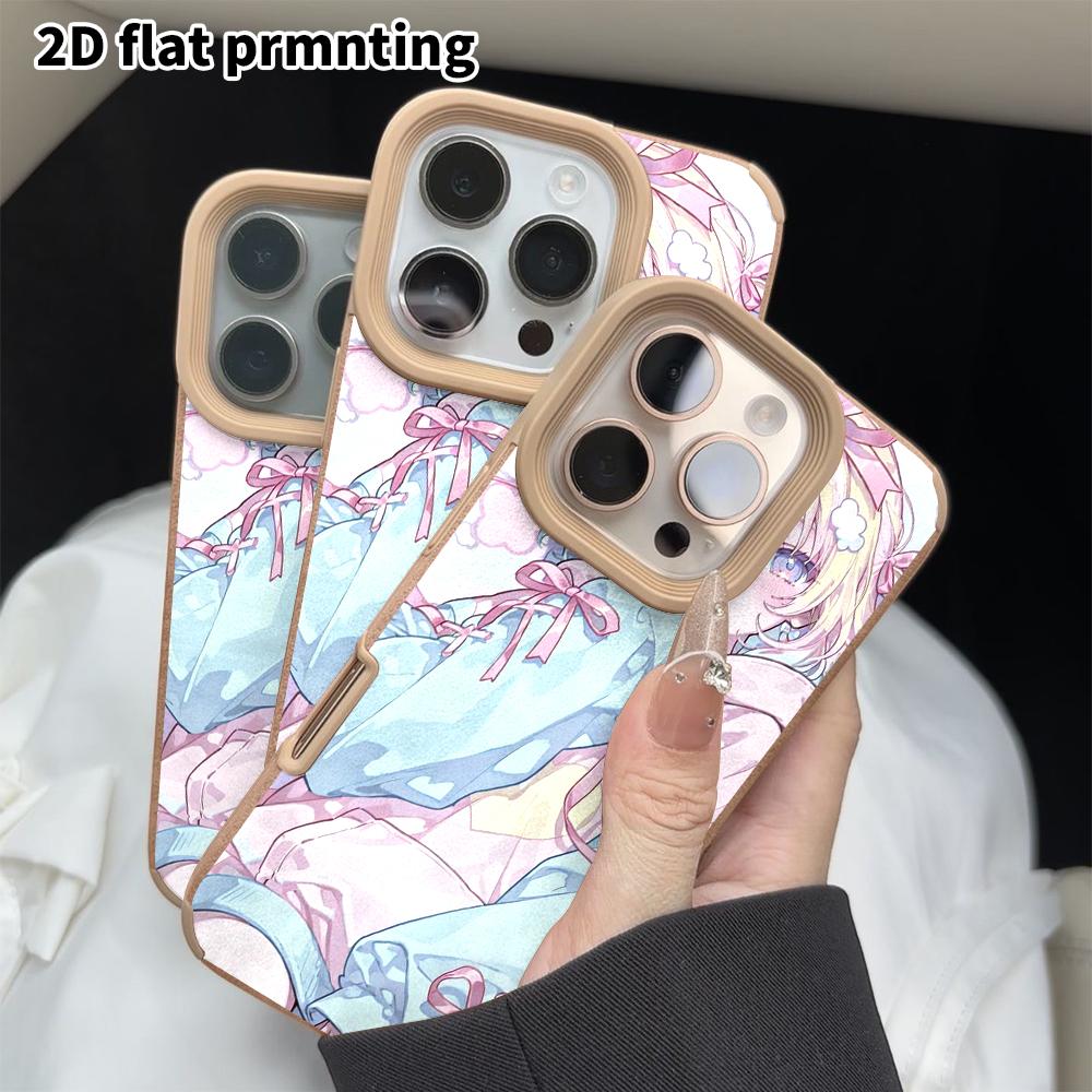 Phone Case: 2D Flat Lambskin Suitable for iPhone 18, 17, 16, 15, 14, 13 Pro Protective Case, Anime Girl, Christmas and Halloween Gift