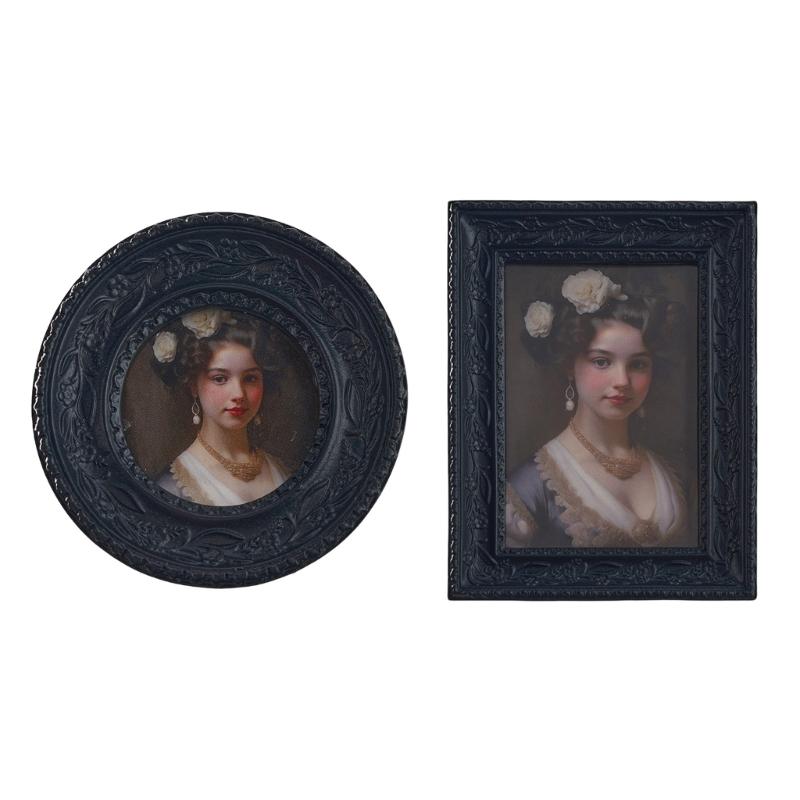 Artistic Resin Picture Frame With Detailed Florals Pattern Halloween Gothic Black Photo Frame Perfect For Party Decoration
