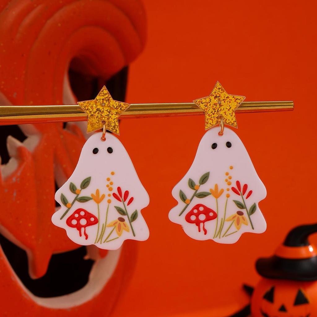 Fashion Personality Creative Versatile Halloween Acrylic Ghost Earrings