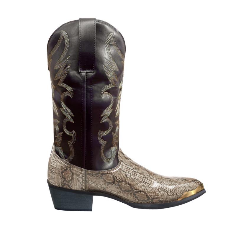 Men's Boots Designer Snake Pattern Mid-calf Boots Classics Embroidered Men's Western Cowboy Boot Pointed Toe Leather Boots Botas