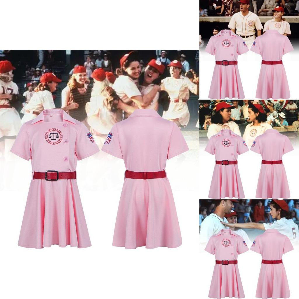 Stylish Girls Baseball Costume Set For Kids Featuring Red Pink Alliance Design
