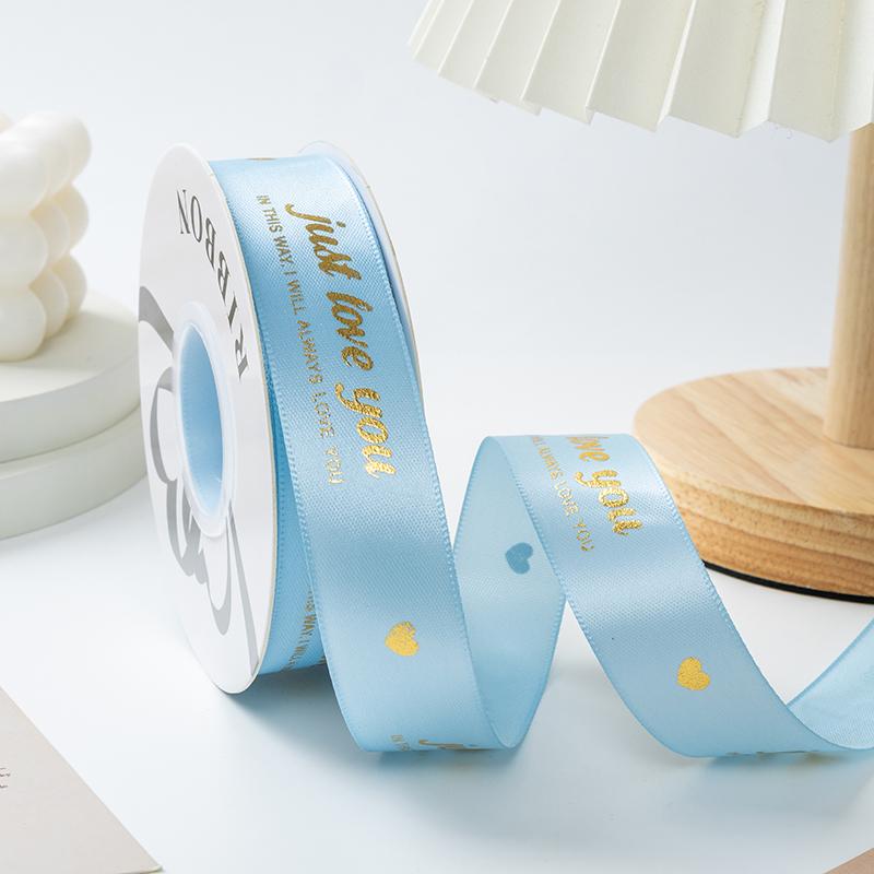 Heart Pattern Gold-embossed Polyester Cake Ribbon Valentine's Day Floral Bouquet Flower Packaging Ribbon Valentine's Day